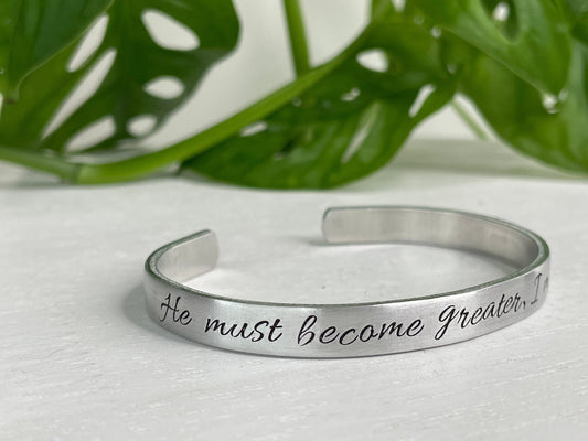 He Must Become Greater I Must Become Less | John 3:30 | Christian Gift Bracelet | Scripture Bracelet | Baptism Gift | Holy Communion |