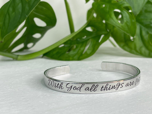 With God All Things Are Possible | Matthew 19:26 | Scripture Bracelet | Christian Gift for Women | First Communion | Confirmation Bracelet