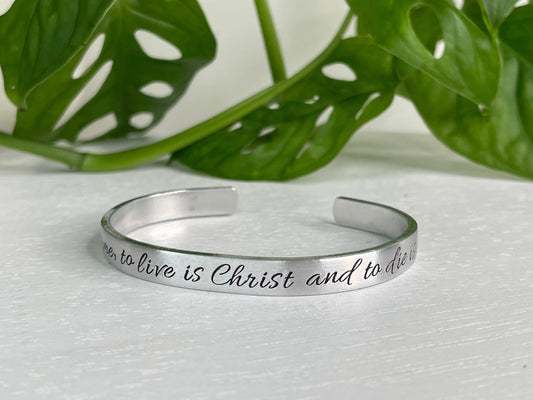 For To Me, To Live Is Christ and To Die Is Gain | Philippians 1:21 | Christian Gift | Scripture Bracelet | Baptism Gift | First Communion