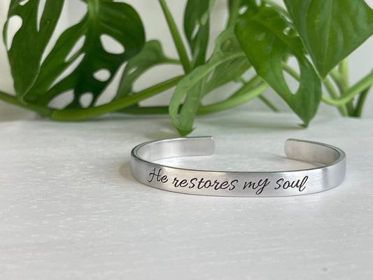He Restores My Soul | Psalm 23:3 | Scripture Bracelet | Bereavement Gift | Encouragement Gift | Miscarriage Jewelry | Christian Gift for Her