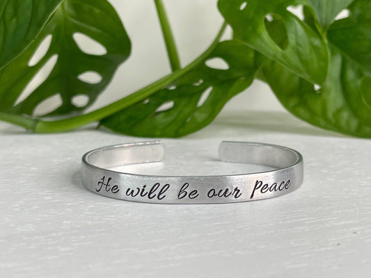 Micah 5:5 | He Will Be Our Peace | Scripture Bracelet | Bible Verse Gift | Christian Gift for Her | Christian Jewelry | First Communion Gift