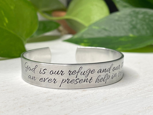 God is Our Refuge and Our Strength An Ever Present Help In Trouble | Psalm 46:1 | Scripture Bracelet | Christian Encouragement Gift for Her