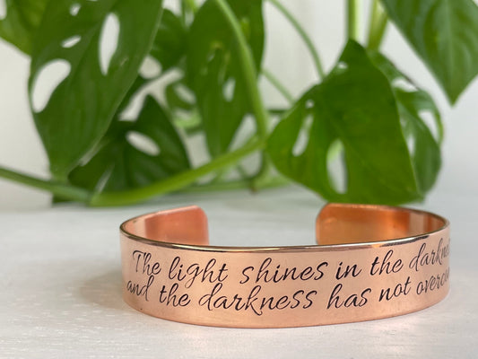 John 1:5 | The Light Shines In the Darkness | Christian Gift For Women | Scripture Bracelet | Confirmation Gift | Christian Bracelet