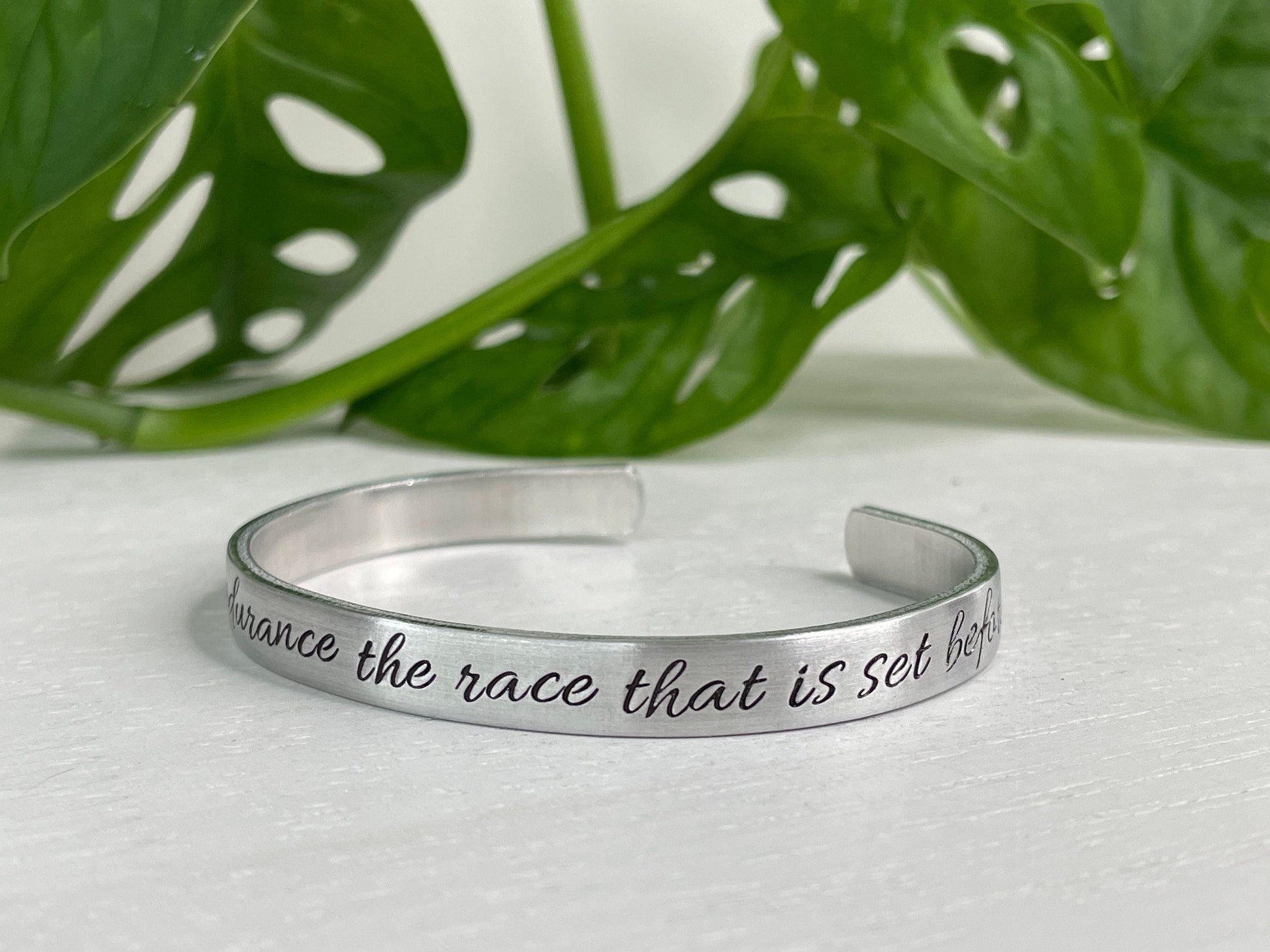 Run With Endurance the Race Set Before You | Hebrews 12:1 | Scripture Bracelet | Encouragement Gift | Runner Bracelet | Christian Gift |