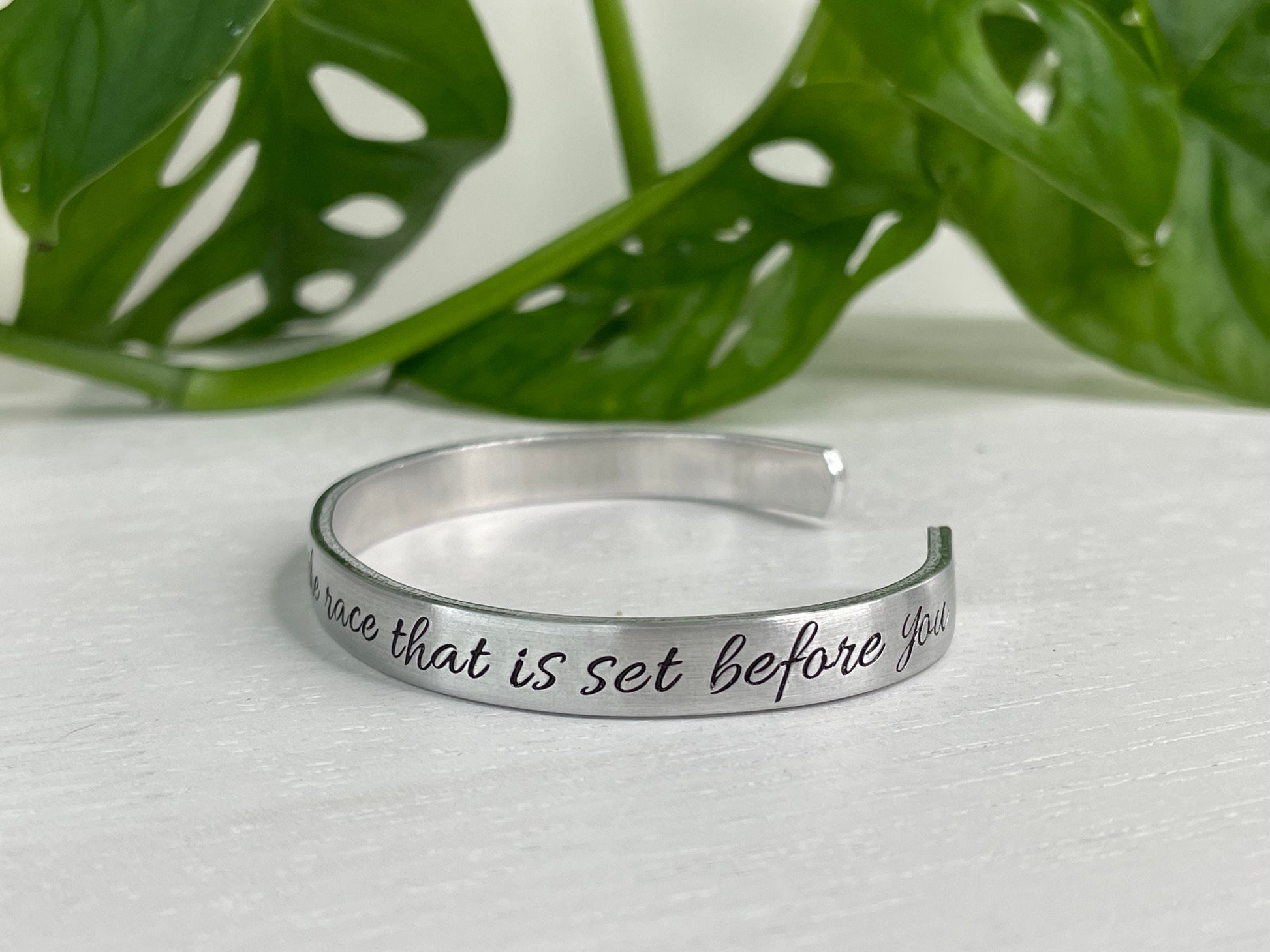 Run With Endurance the Race Set Before You | Hebrews 12:1 | Scripture Bracelet | Encouragement Gift | Runner Bracelet | Christian Gift |