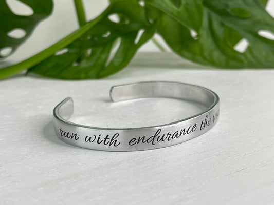 Run With Endurance the Race Set Before You | Hebrews 12:1 | Scripture Bracelet | Encouragement Gift | Runner Bracelet | Christian Gift |