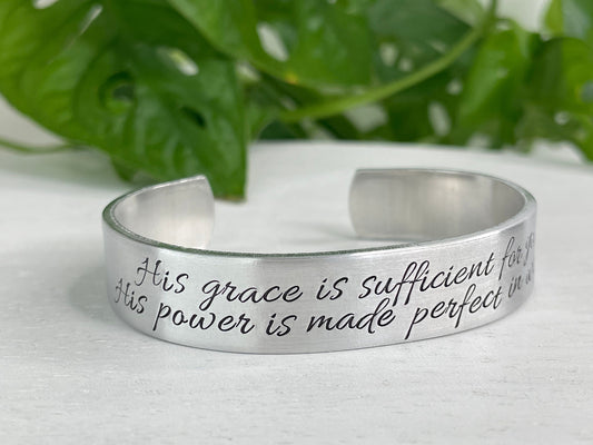 2 Corinthians 12:9 | His Grace is Sufficient | His Power Is Made Perfect in Weakness | Scripture Bracelet | Christian Encouragement Gift