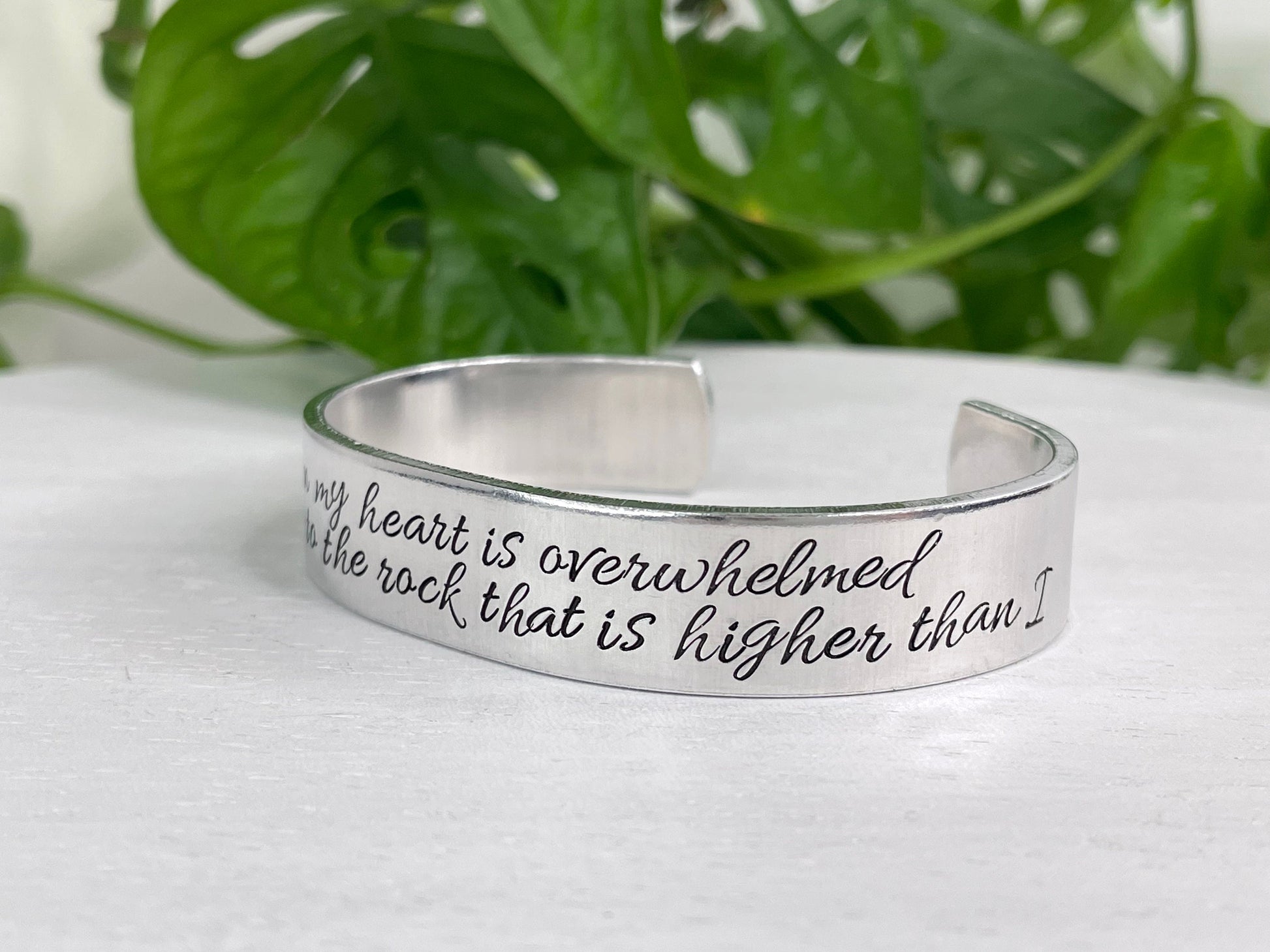 Psalm 61:2 | When My Heart Is Overwhelmed Lead Me To The Rock | Scripture Bracelet | Bereavement Gift | Christian Gift | Prophetic Jewelry