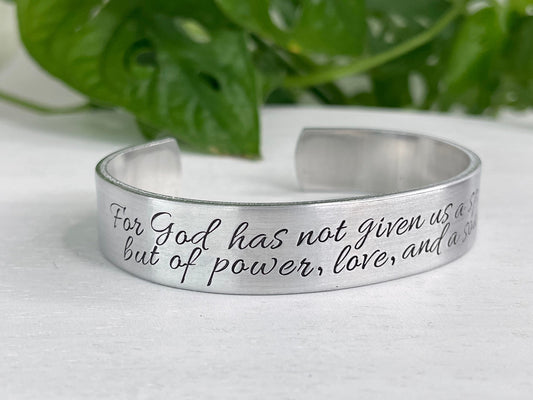 2 Timothy 1:7 | For God Has Not Given Us A Spirit of Fear | Scripture Bracelet | Christian Friend Gift | Baptism | Confirmation Gift