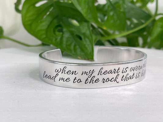 Psalm 61:2 | When My Heart Is Overwhelmed Lead Me To The Rock | Scripture Bracelet | Bereavement Gift | Christian Gift | Prophetic Jewelry