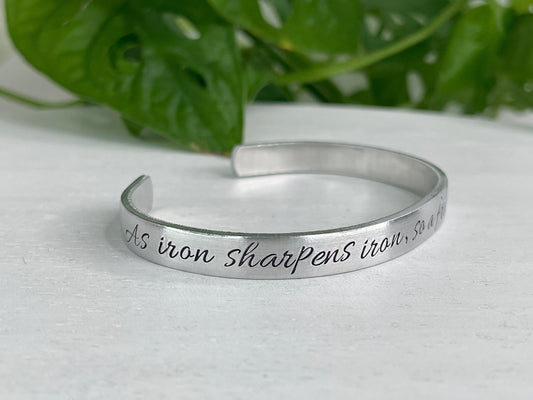 As Iron Sharpens Iron So A Friend Sharpens A Friend | Proverbs 27 | Scripture Bracelet | Christian Jewelry | Christian Friend Gift