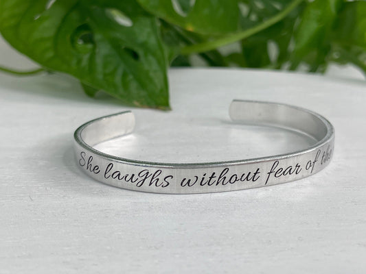 She Laughs Without Fear Of The Future | Proverbs 31:25 | Proverbs 31 Wife | Scripture Bracelet | Christian Gift for Her | Encouragement