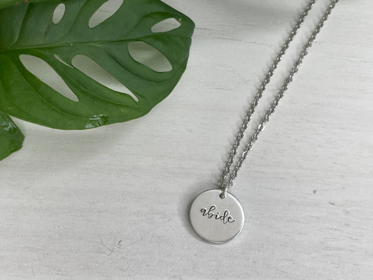 Abide Necklace | John 15:4 | Christian Necklace | Dainty Necklace for Christian Women | Scripture Necklace | Bible Verse Gift for Women |