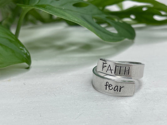 Faith Over Fear Ring | Faith over Fear Psalm 112 | Scripture Ring | Christian Friend Gift | Baptism | Christian Girl Gift | Women of Faith