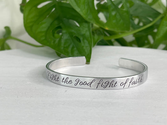 Fight the Good Fight of Faith | 1 Timothy 6:12 | Bible Verse Scripture Bracelet | Christian Friend Encouragement Gift | Christian Jewelry |