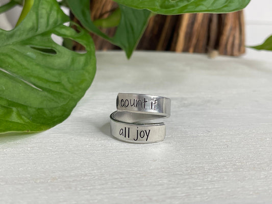 Count It All Joy Ring | James 1:2 | Scripture Ring | Christian Jewelry | Bible Study Gift | Christian Gift for Women | Scripture Jewelry |