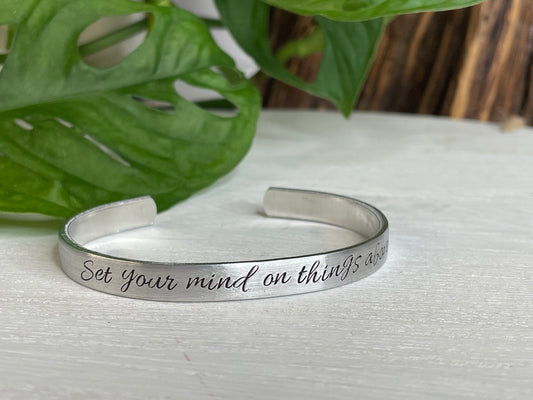 Set Your Mind On Things Above | Colossians 3:2 | Scripture Bracelet | Christian Gift for Her | Encouragement Gift | Scripture Jewelry Gift