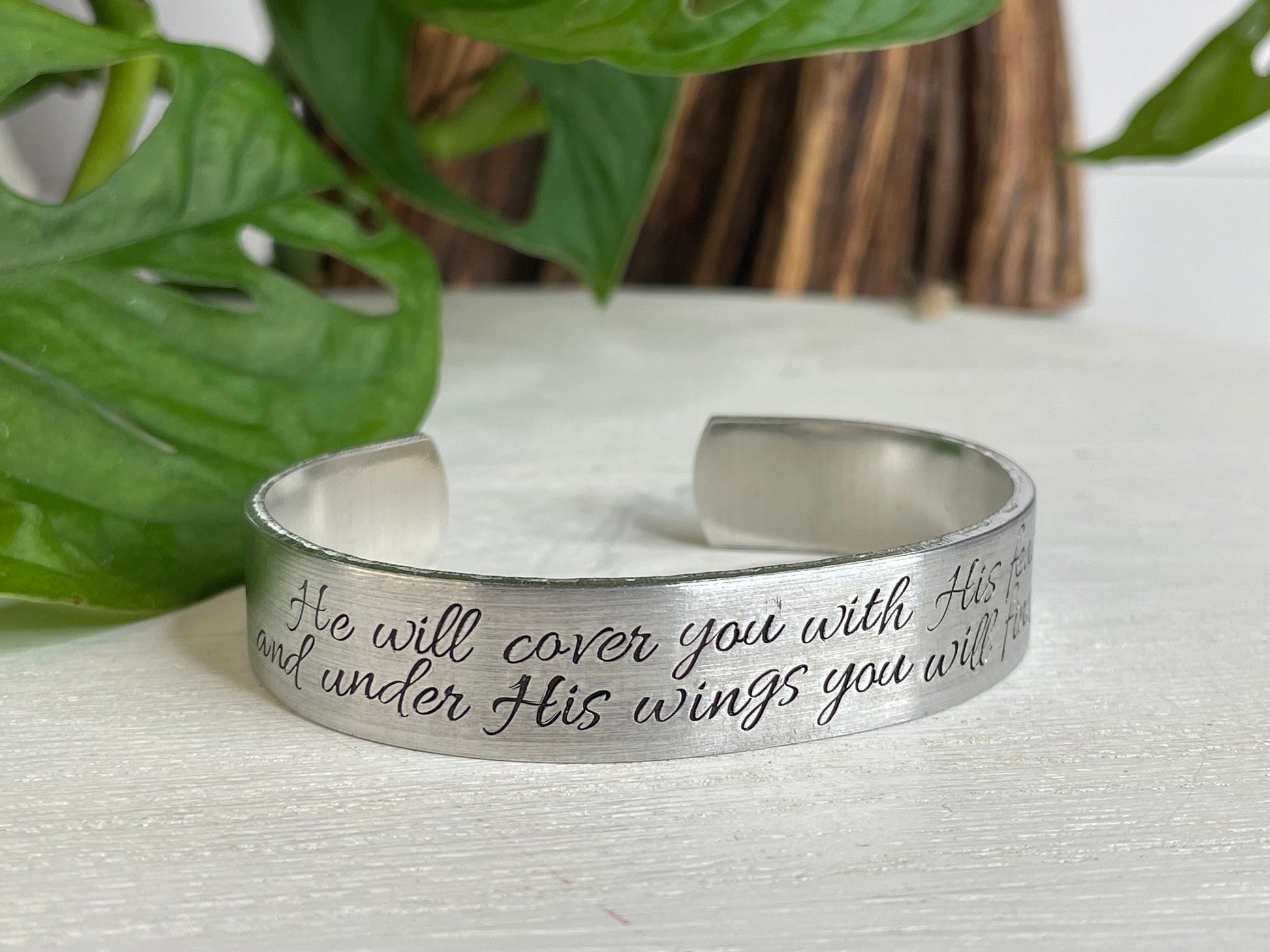 He Will Cover You With His Feathers and Under His Wings You Will Find Refuge | Psalm 91 | Psalm 91:4 | Scripture Bracelet | Christian Gift
