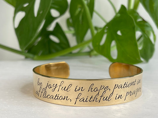 Be Joyful In Hope Patient In Affliction | Romans 12:12 Scripture Bracelet