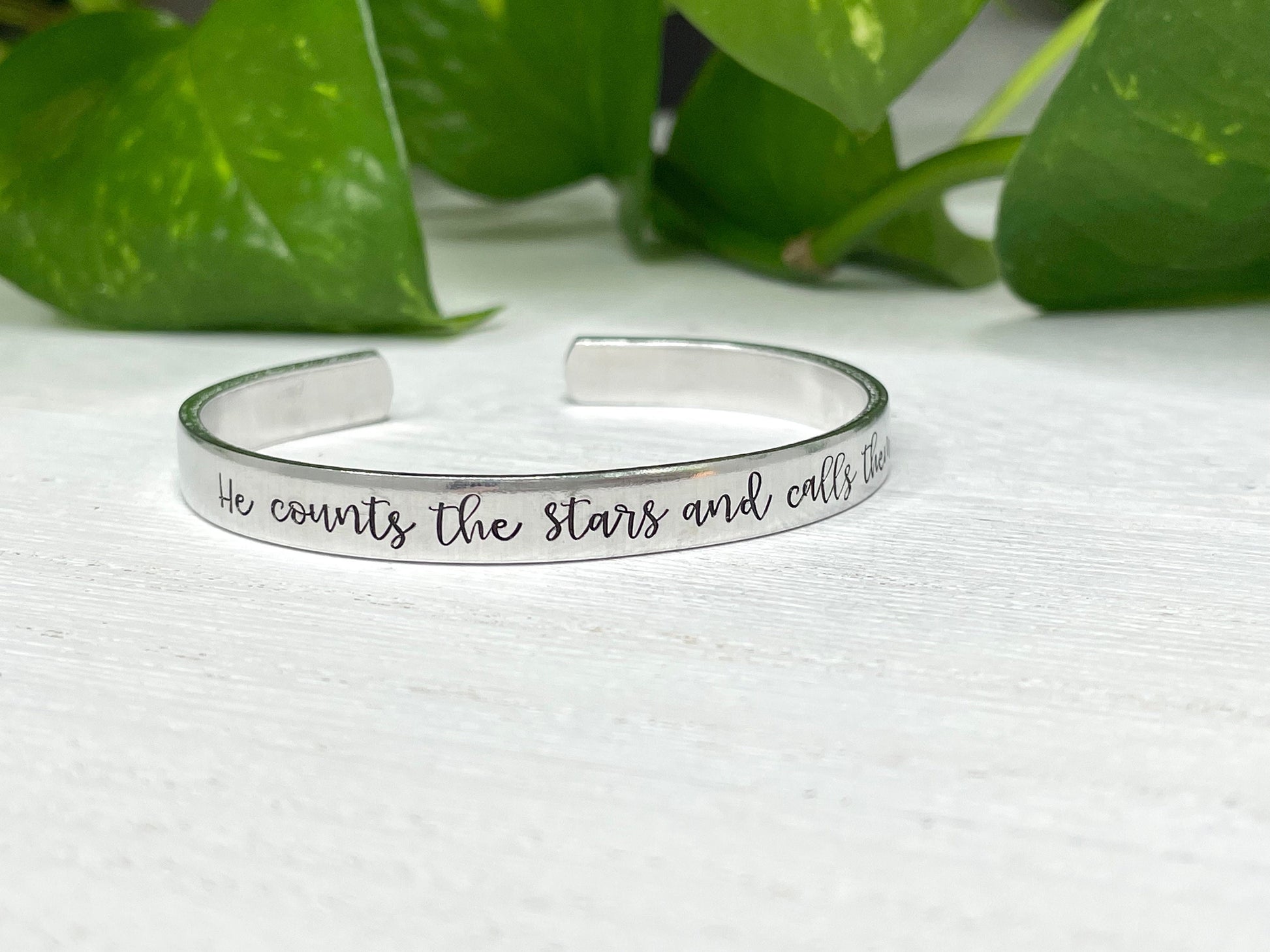 Psalm 147:4 | He Counts the Stars and Calls Them By Name | Scripture Bracelet | Christian Gift | Prophetic Jewelry | Baptism Gift